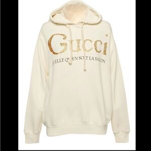 Gucci glitter-logo cotton hoodie